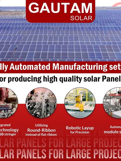 Our fully automated manufacturing setup is key to producing high-quality solar panels for large projects. We use integrated NDC technology, Round-Ribbon wiring, robotic layup for precision, and automated module sorting to ensure consistency and reliability.