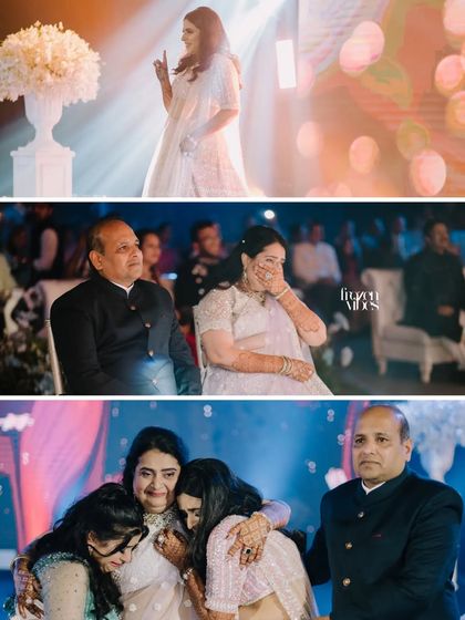 Emotional moments from the Sangeet, with tears and hugs. These performances often bring out deep emotions, and I am there to capture them.