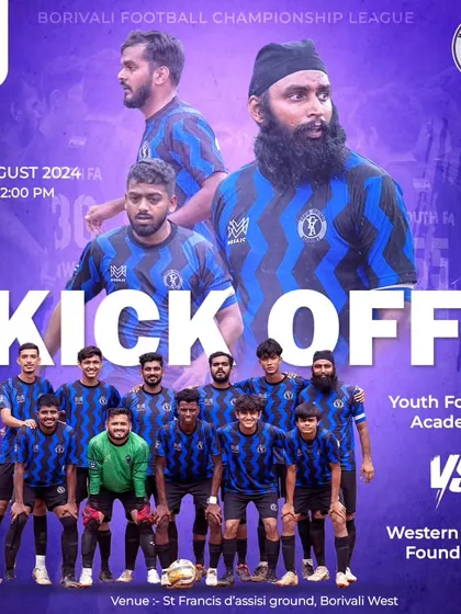 Kick-off announcement for our first game in the Borivali Football Championship League against Western Sports Foundation.