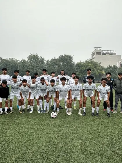 Our U19 A-Team posing for a squad photo, united and ready to take on the challenges of the Delhi Youth League.