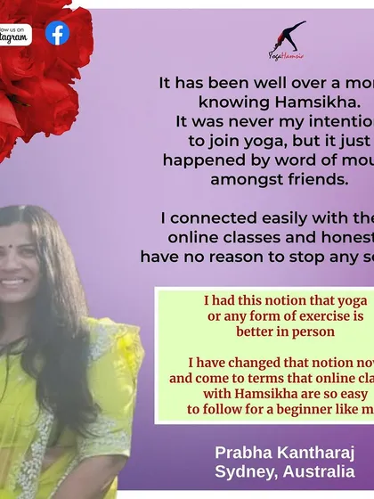Prabha also shares how she changed her notion that exercise is only effective in person, finding my online classes easy to follow even as a beginner.