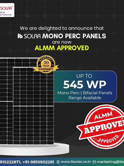 We are delighted to announce that our Mono PERC panel series, with an output of up to 545 WP, is now ALMM approved. This certification, combined with a 30-year warranty, makes it a premier choice for developers and EPCs.