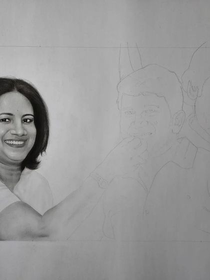 A work-in-progress shot of the tribute portrait.