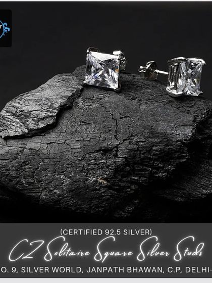 For those who prefer a different shape, we offer these princess-cut square CZ solitaire studs. They offer a modern, sharp alternative to the classic round stud.