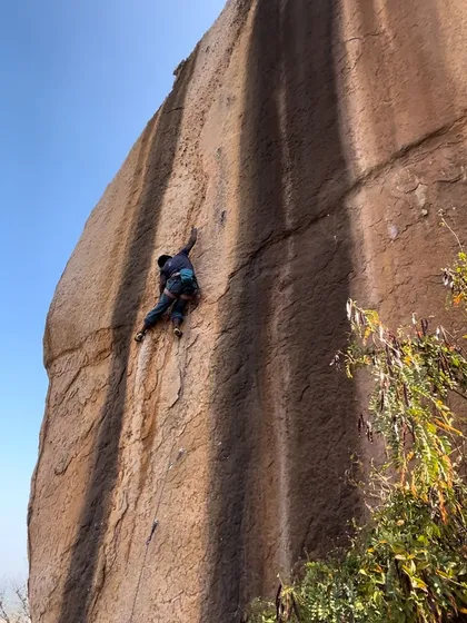 The first ascent of 'Mudde Power', Bangalore's first bolted 5.13 route. This climb, dedicated to our weekday crew, represents a new level of sport climbing in the area.