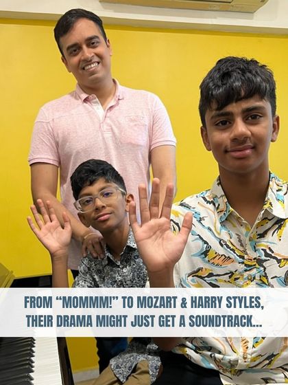 From "Mommm!" to Mozart and Harry Styles, their drama might just get a soundtrack. A fun graphic encouraging siblings to learn music together.