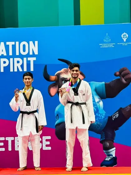 A proud moment for our family. Deepanshu and another medalist on the podium at the 37th National Games.