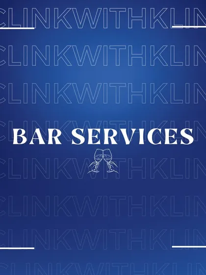 A graphic highlighting our core offering: Bar Services. This is just one of the many hospitality services we provide to make your event perfect.