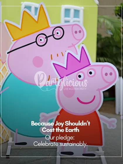 Oink oink. A Peppa Pig party is always filled with fun and muddy puddles of joy. Our custom, reusable character props are a sustainable way to bring your child's favorite show to life.