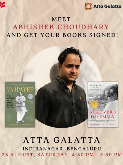 Poster for a book signing and meet-and-greet with author Abhishek Choudhary for his acclaimed political biographies.