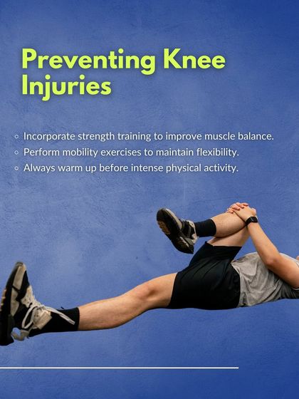 Simple yet effective strategies for preventing knee injuries. This visual guide reinforces the importance of incorporating strength, flexibility, and warm-ups into every training routine.