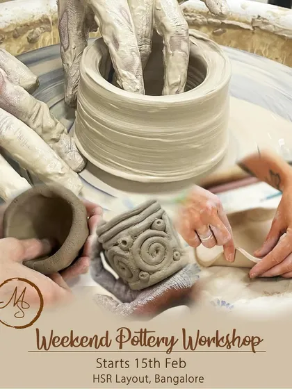 Our weekend pottery workshops are a perfect creative escape. This collage shows the different techniques you can learn, from wheel throwing to hand-building.
