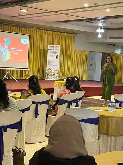 A shot from a training session where I am presenting to a room of early years educators. I focus on providing practical strategies that teachers can use immediately to enhance classroom engagement and foster a positive learning environment.