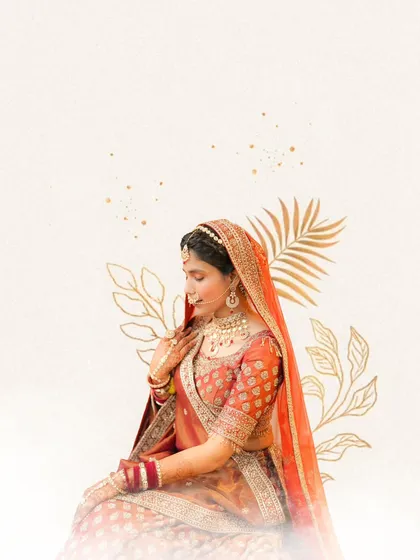 A beautiful graphic-enhanced portrait. We sometimes add subtle artistic elements to create a unique and personalized image for our brides.
