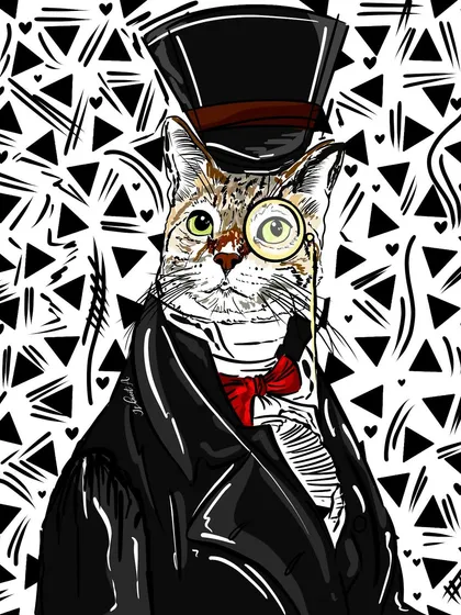 Meet Ivaan, the dapper cat detective! This is an example of the whimsical and imaginative characters I love to create. Getting a custom pet portrait like this also helps fund my animal rescue work.