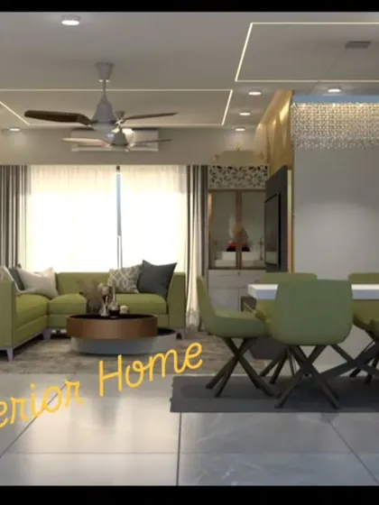 A full view of the open-plan living and dining area, showcasing the cohesive design and luxurious feel of the space.