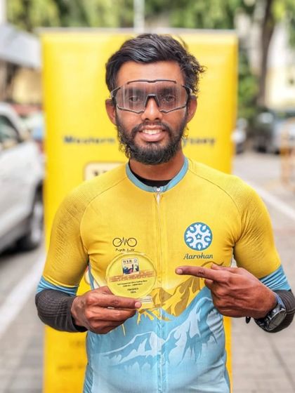 A proud finisher of the Western Ghats Odyssey (WER) 1500km race. Finishing this event, with its 19,000 meters of elevation, is an incredible achievement of endurance and determination.