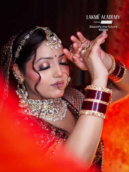 This shot highlights the soft, romantic side of bridal makeup. Our students learn to create looks that are both glamorous and gracefully understated.