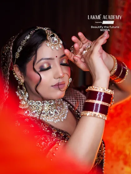 The art of bridal posing and expression. Our students learn not just makeup, but also how to direct their models to capture the perfect shot for a compelling portfolio.