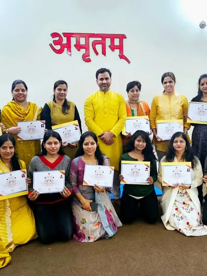 A moment of pride and accomplishment for our recent batch of graduates. They have successfully completed their intensive training and are now ready to share the path of yoga with others.