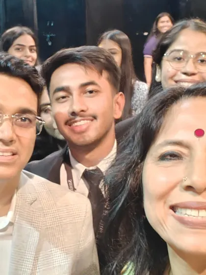 A happy selfie with Mr. Manoj Sharma, IPS, and students after the inspiring session at RD National College.