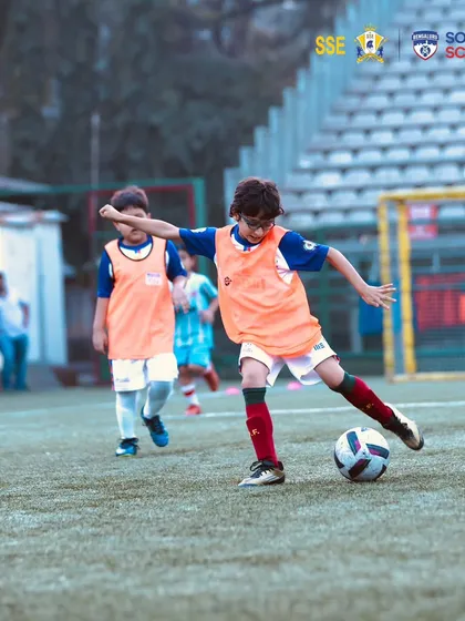 A player lining up a shot during our Champions League.