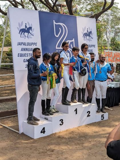 A team photo from the Japalouppe Annual Equestrian Games. These events provide great exposure and confidence-building experiences for our riders.