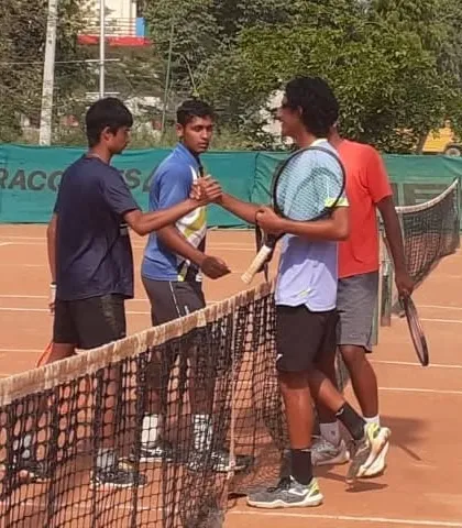Sportsmanship on display after the doubles final at the 4th Shri Rajesh Patel Memorial Super-Series.