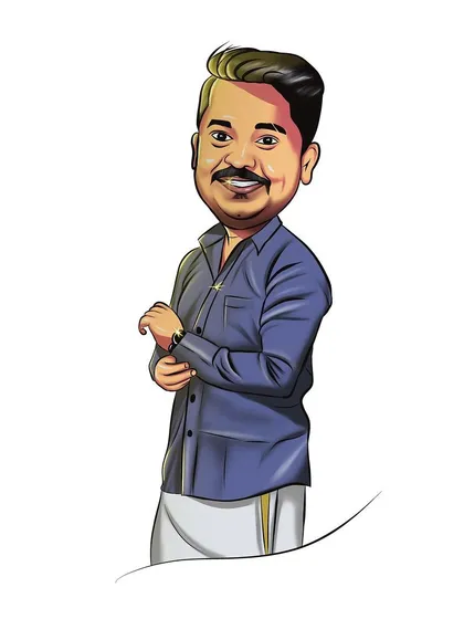 This is a detailed look at one of the individual caricatures from the large group project. I focused on his smile and pose to capture his personality perfectly.