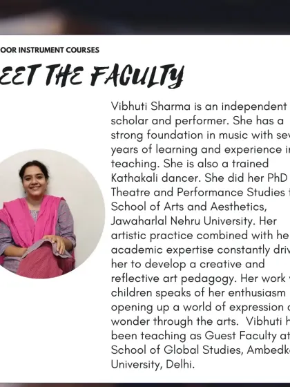 Meet Vibhuti Sharma, the faculty for our children's instrument courses. Her creative pedagogy opens up a world of expression and wonder.