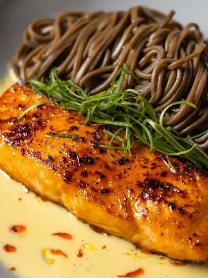 Another look at our popular chili miso glazed salmon, a dish that perfectly balances rich, savory, and umami flavors.