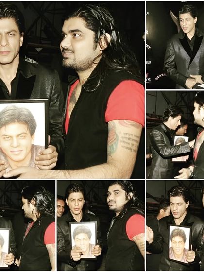 A collage of photos from when I met the King of Bollywood, Shah Rukh Khan. Presenting him with a portrait I drew was a dream come true. A truly humble and inspiring person.