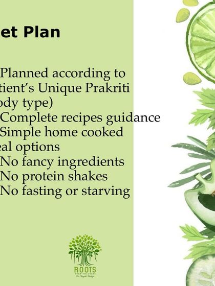 Your diet plan is unique to you. It's designed according to your Prakriti (body type) with simple, home-cooked meal recipes. I believe in eating right, not starving.