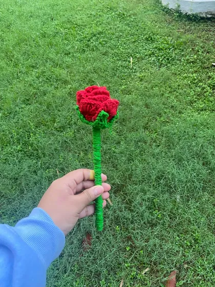 Another view of the handmade forever rose. Unlike real flowers, this one will always look fresh and bright.