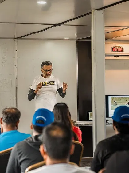 The learning starts in the classroom. Before we hit the track, we walk you through the core concepts of high performance riding, from vision and body position to understanding the racing line.