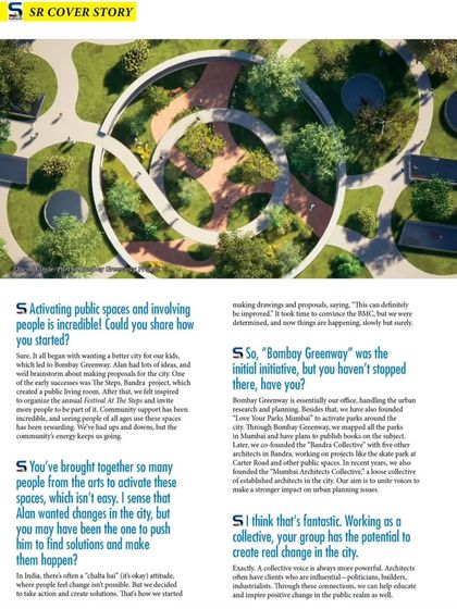 Another page from our Surfaces Reporter feature, discussing how we started Bombay Greenway and the power of collective action to bring about real change in the public realm.