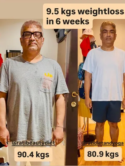 Prashanth's journey of losing 9.5 kgs in 6 weeks. He embraced a vegetarian diet for the first time and saw incredible results with wholesome, home-cooked meals.