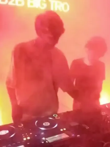 Another shot from my back to back set with Big Trouble. The red haze and intense focus capture the energy of our UK garage and bass music performance.