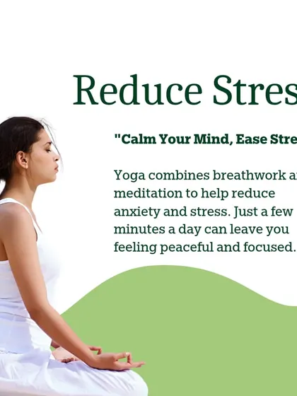 An infographic on how yoga combines breathwork and meditation to reduce stress and anxiety.