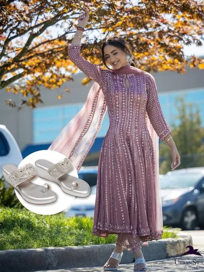 Elevate your ethnic elegance with these stunning Moti Heels. The pearl embellishments add a timeless charm that is both sophisticated and comfortable.