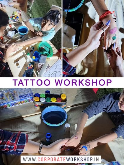 A fun-filled temporary tattoo workshop for kids at a corporate event. Our activities for children are safe, interactive, and always a huge hit, adding a creative spark to any gathering.