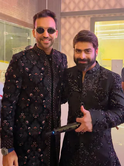 A photo with the talented Sagar Bhatia. Hosting for celebrity performers requires a special kind of energy and professionalism, which I am proud to provide.