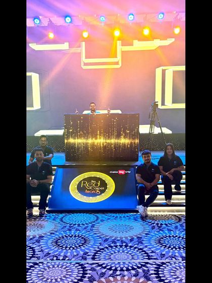 Our team at the DJ booth during the MakeMyTrip Red Carpet Awards after-party. We manage the entire event, from the formal ceremony to the celebration.