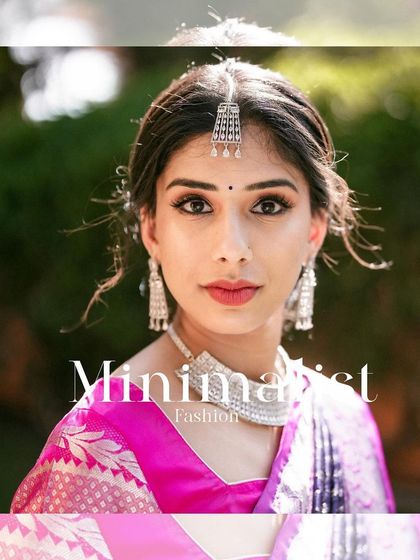 A close-up portrait titled "Minimalist Fashion," highlighting the bride's modern and elegant jewelry choices.