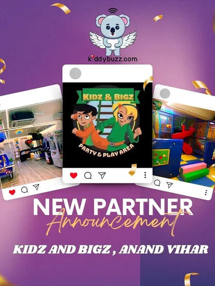 Big news for East Delhi! Kidz & Bigz in Anand Vihar is now a KiddyBuzz partner. This ultimate play and party spot is offering a whopping 15% off when you book with us.