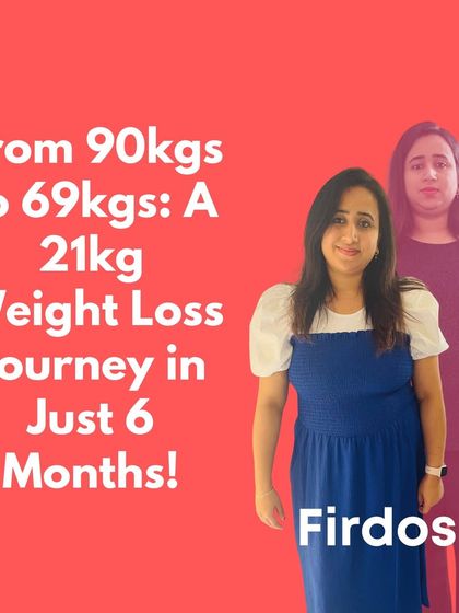 Firdosh's 21 kg weight loss journey in 6 months is truly inspiring. She went from 90 kgs to 69 kgs by embracing clean eating and an active lifestyle.
