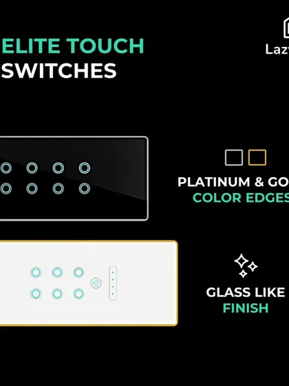 A closer look at my Elite Touch Switches. Available with platinum and gold color edges and a glass-like finish, they add a touch of elegance to any interior design.