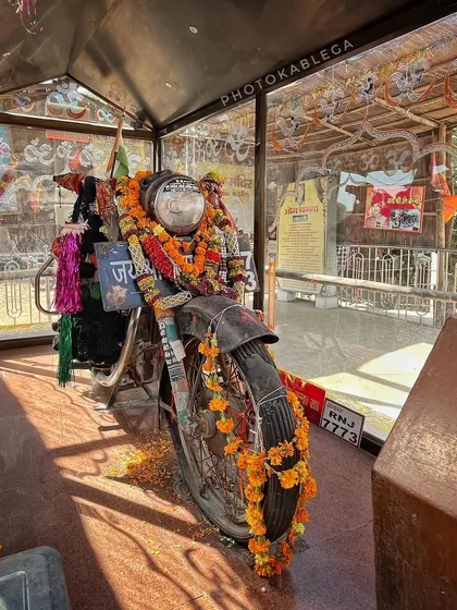 The unique Om Banna or "Bullet Baba" Temple in Rajasthan, where a Royal Enfield motorcycle is worshipped. I seek out these quirky and fascinating cultural sites.
