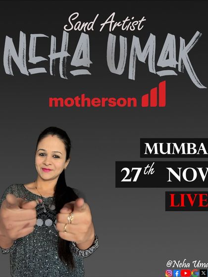 Here is the poster for my show for Motherson in Mumbai. I work closely with corporate clients to capture their brand's essence in sand.