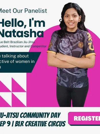 Meet our instructor and competitor, Natasha. She was a panelist at our community day, sharing her perspective on the growing role of women in Jiu-Jitsu.